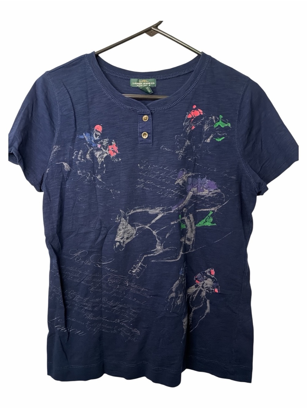 Ralph Lauren Lauren Jeans Co. Short Sleeve Henley Tee Polo Graphic